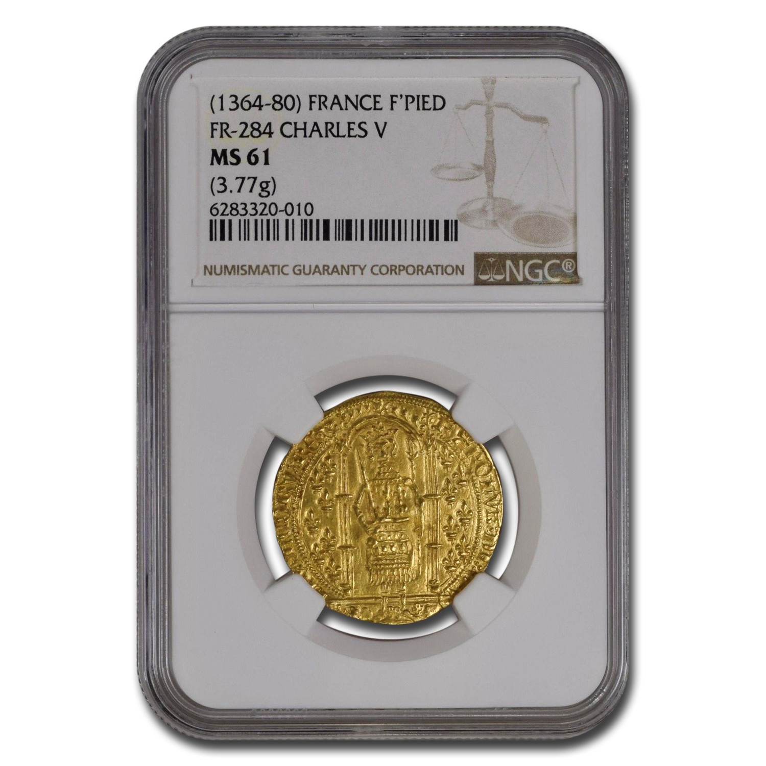 Buy France Gold Franc a Pied Charles V (1364-1380 AD) MS-61 NGC