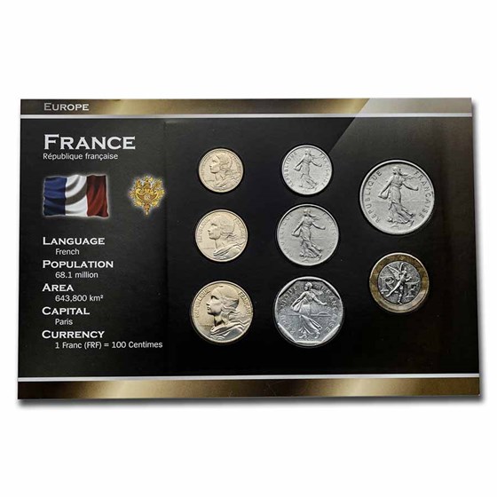 France Pre-Euro 8-Coin Set BU