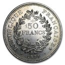 France Silver 50 Francs Hercules (1974-1979) Cleaned