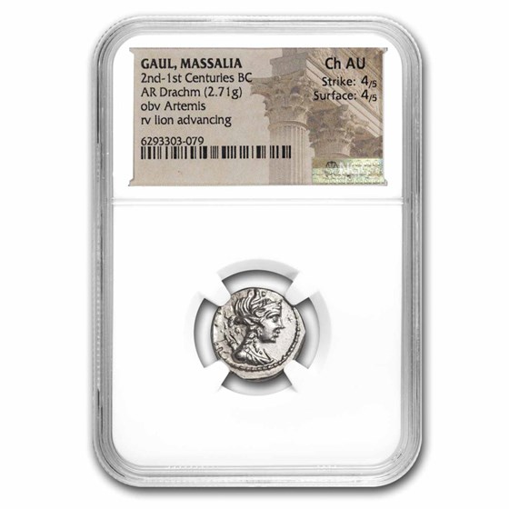 Gaul, Massalia AR Silver Drachm (2nd-1st Century BC) Ch AU NGC Gaul, Massalia AR Silver Drachm (2nd-1st Century BC) Ch AU NGC
