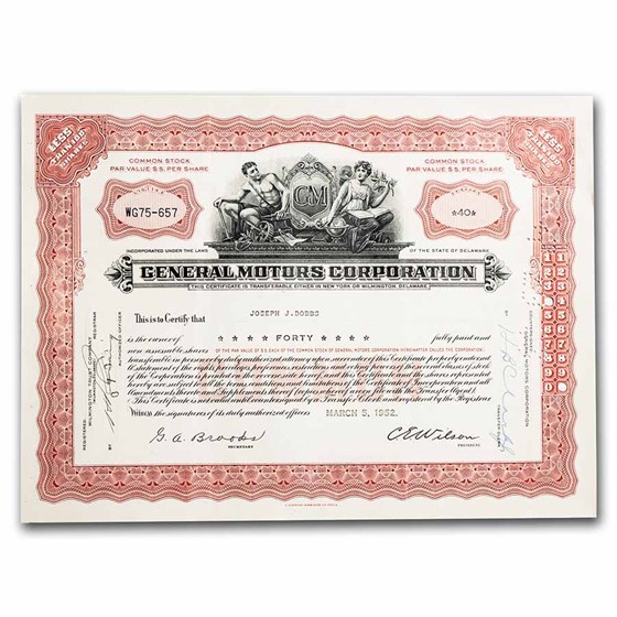Buy General Motors Corporation Stock Certificate APMEX