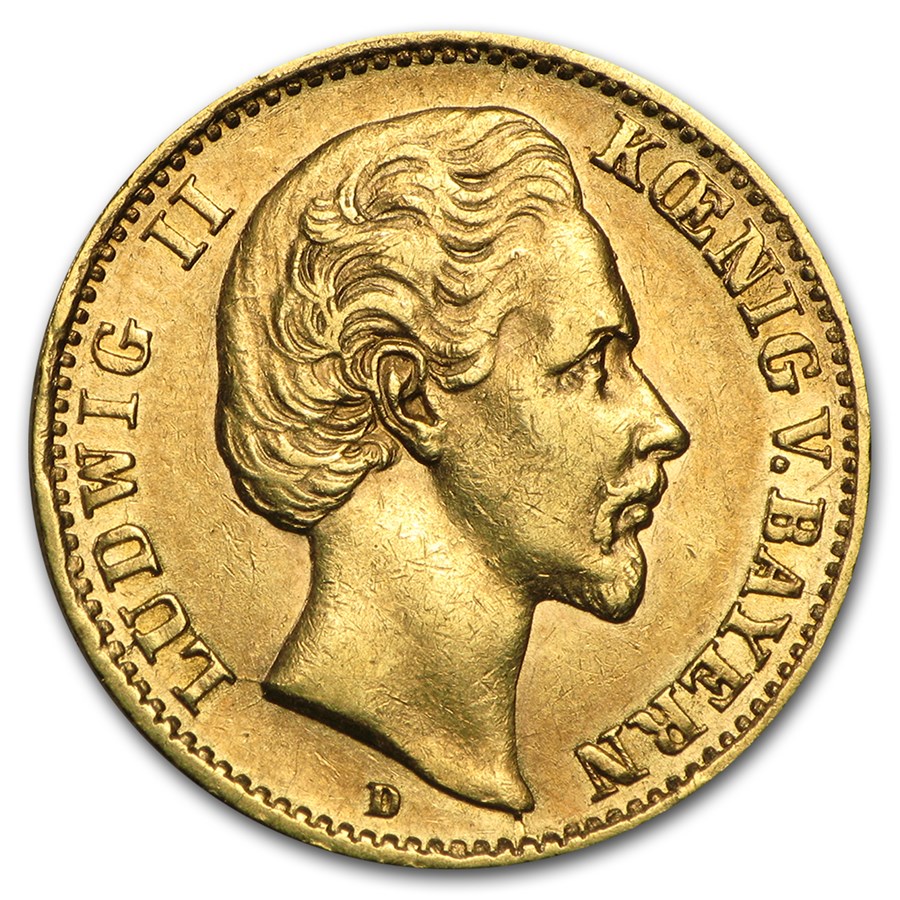 Germany Gold 10 Mark Bavaria Ludwig II (1872-1881) Avg Circ