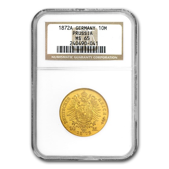 Germany Gold 10 Marks Prussia (1872-1873) MS-65 NGC Germany Gold 10 Marks Prussia (1872-1873) MS-65 NGC