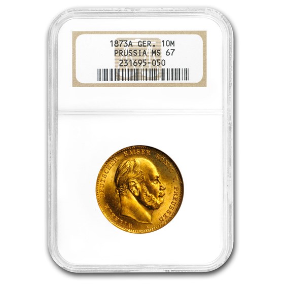 Germany Gold 10 Marks Prussia (1872-1873) MS-67 NGC Germany Gold 10 Marks Prussia (1872-1873) MS-67 NGC