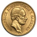 Germany Gold 20 Mark Saxony Friedrich August (1905-1914) Avg Circ
