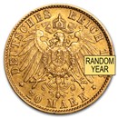 Germany Gold 20 Marks Hamburg (1875-1913) AU