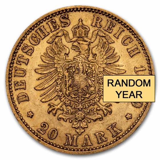 Germany Gold 20 Marks Prussia (1871-1913) Avg Circ Germany Gold 20 Marks Prussia (1871-1913) Avg Circ
