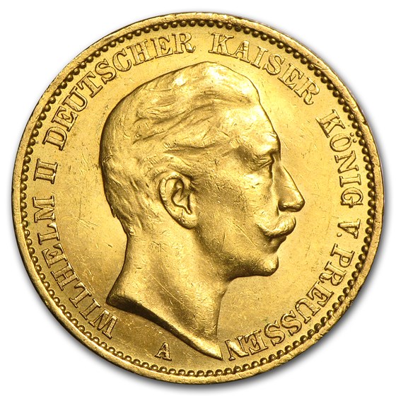 Germany Gold 20 Marks Prussia William II (1888-1913) AU Germany Gold 20 Marks Prussia William II (1888-1913) AU