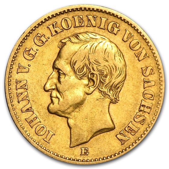 Germany Gold 20 Marks Saxony Johann (1872-1873) Avg Circ Germany Gold 20 Marks Saxony Johann (1872-1873) Avg Circ