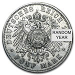 Germany Silver 5 Mark Prussia Wilhelm II (1891-1912) Avg Circ