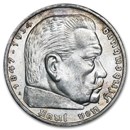 Germany Silver 5 Marks Hindenburg AU