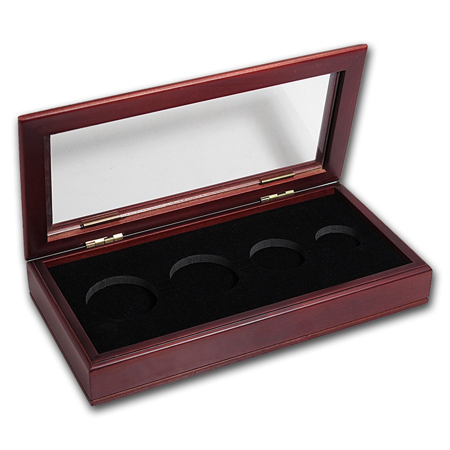 Glass Top Wood Presentation Box - 4 Coin Set (Gold Eagles)