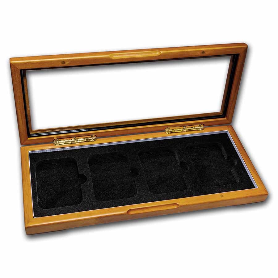 Glass Top Wood Presentation Box - Four Slab