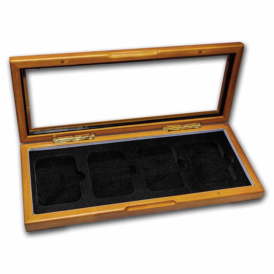 Buy Glass Top Wood Presentation Box - Four Slab | APMEX