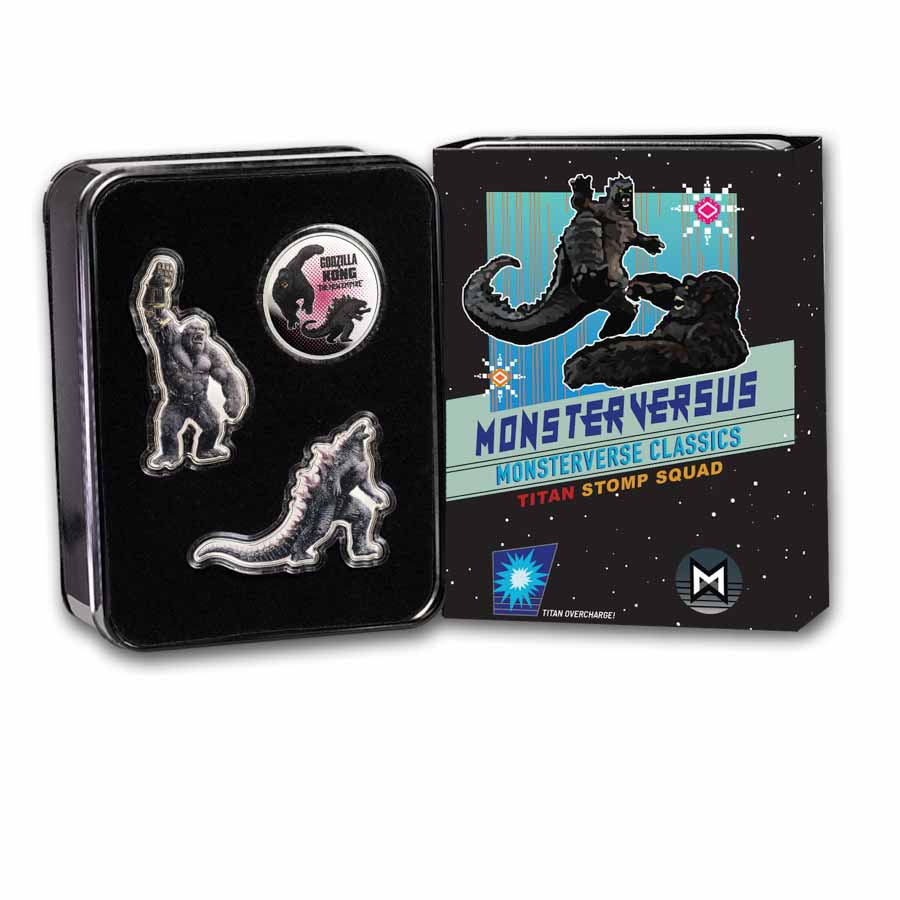 安価 Godzilla x Set Edition Limited - Silver oz 1 Colorized x 3 - Kong サーフィン・ボディボード