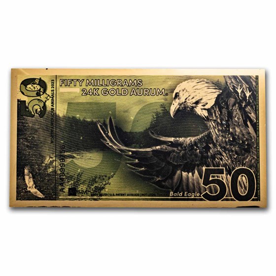 Gold Aurum Note - 50mg (Bald Eagle, 24K) Gold Aurum Note - 50mg (Bald Eagle, 24K)
