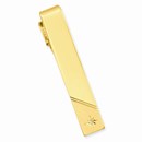 Gold-plated .01 Ct. Diamond Polished Florentine Tie Bar
