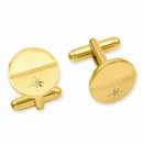 Gold-plated .01 Ct. Diamond Polished & Satin Cuff Links