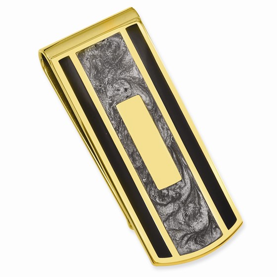 Gold Plated Black & Grey Colored Money Clip Gold Plated Black & Grey Colored Money Clip