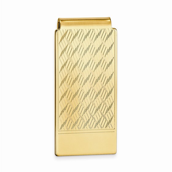 Gold-plated Chevron Pattern Hinged Money Clip