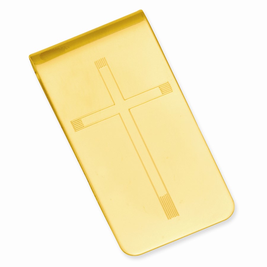 Gold-plated Cross Engraveable Money Clip