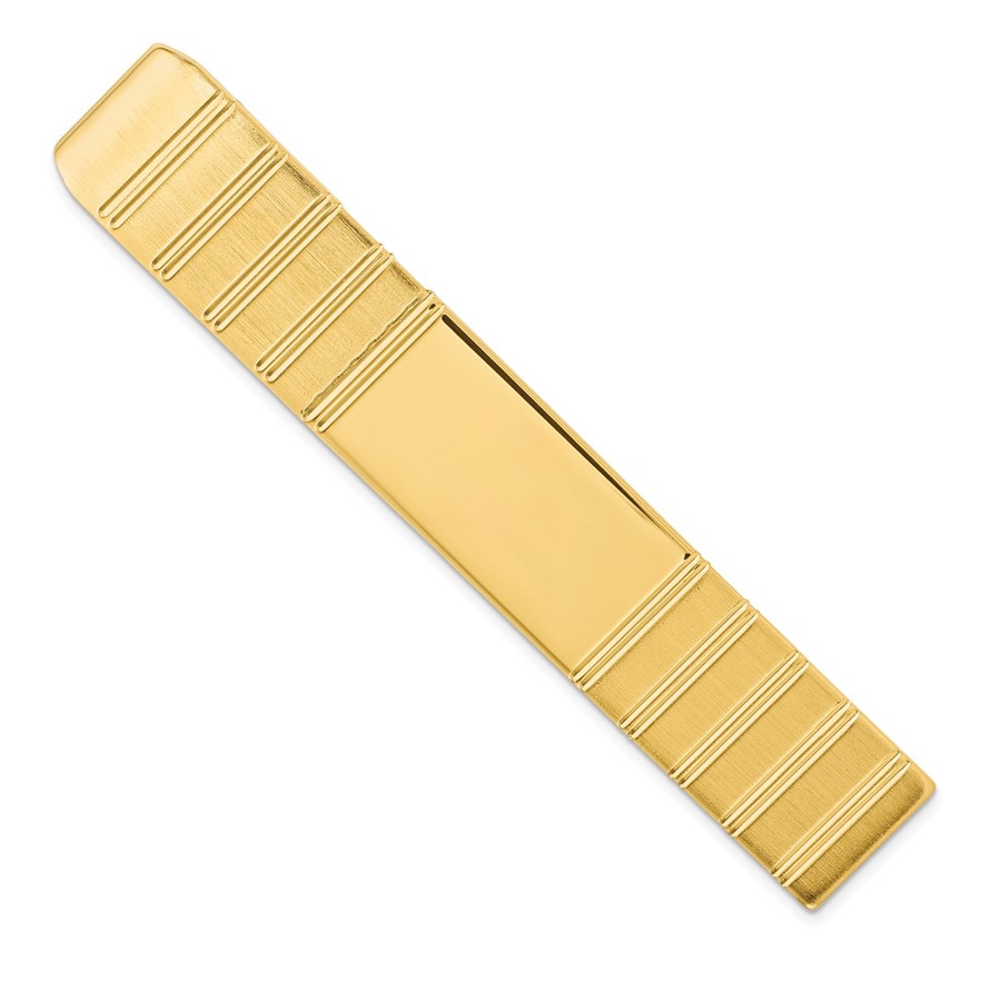 Gold-Plated Engravable Grooved Tie Bar