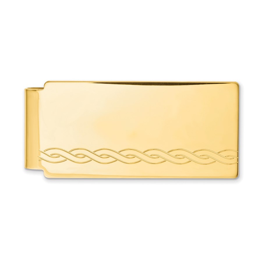 Gold-Plated Hinged Patterned Money Clip
