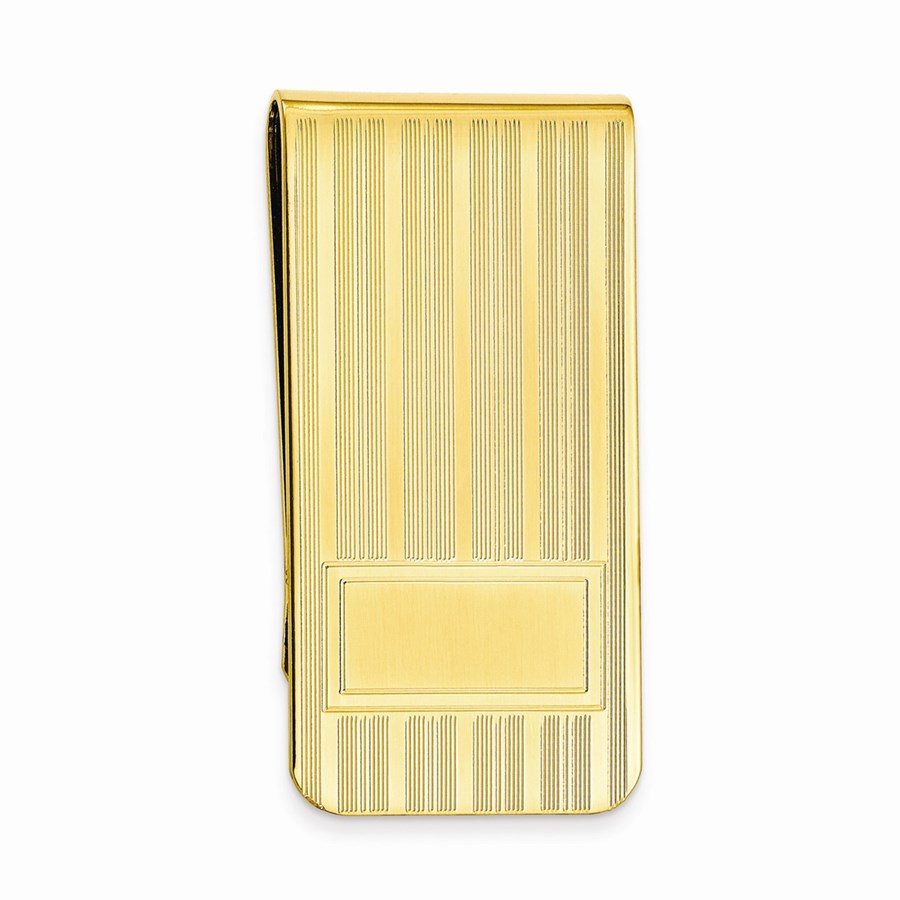 Gold-plated Money Clip with Lines and Bottom Rectangle