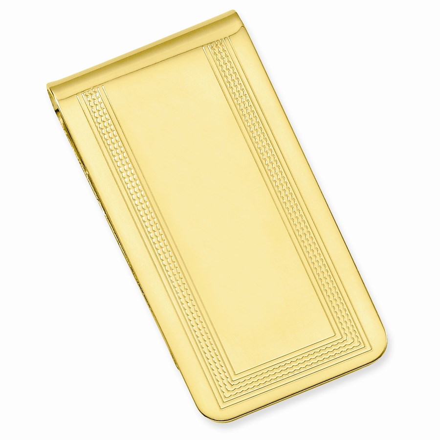 Gold-plated Polished with Engraveable Area Money Clip