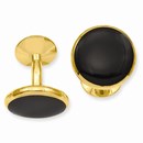 Gold-plated Round Black Epoxy Cuff Links