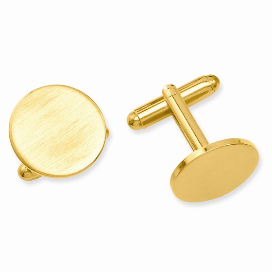 Gold-plated Round Satin Cuff Links