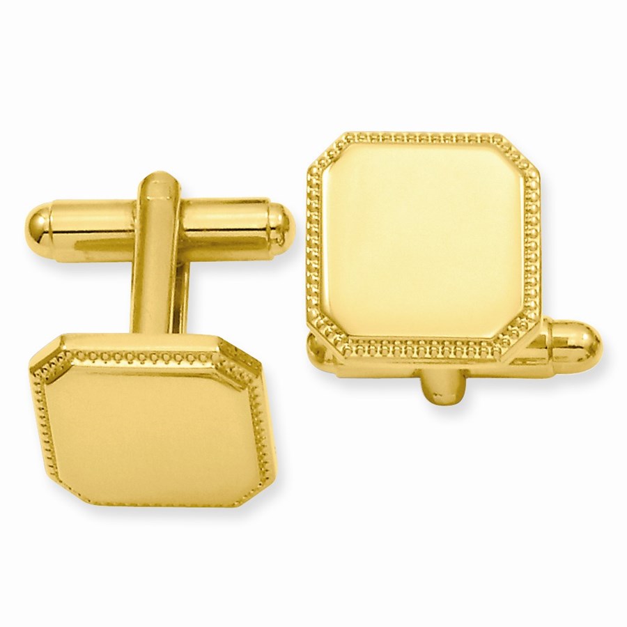 Gold-plated Square Beaded Cuff Links