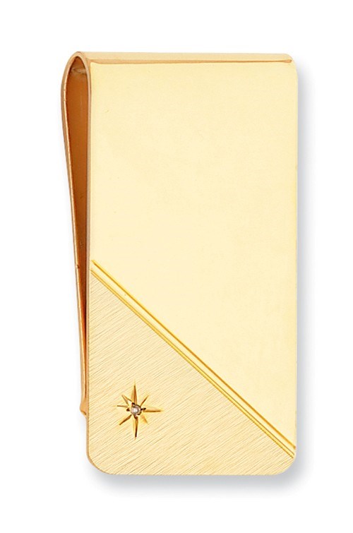 Gold-plated Star Cut .001 ct. Diamond Money Clip