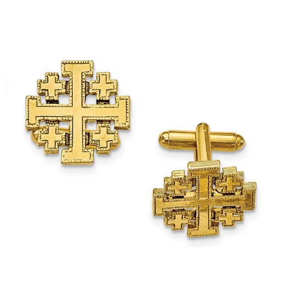 Gold-tone Jerusalem Cross Cuff Links