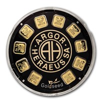 Goldseed 10x 1g Gold Bar - Argor-Heraeus (In Assay)