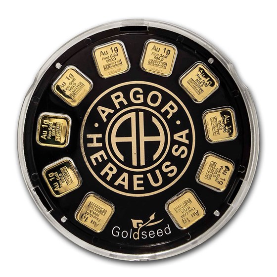 Goldseed 10x 1g Gold Bar - Argor-Heraeus (In Assay) Goldseed 10x 1g Gold Bar - Argor-Heraeus (In Assay)