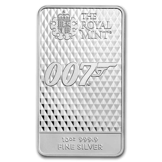 Great Britain 10 oz Silver Bar: James Bond, Diamonds Are Forever