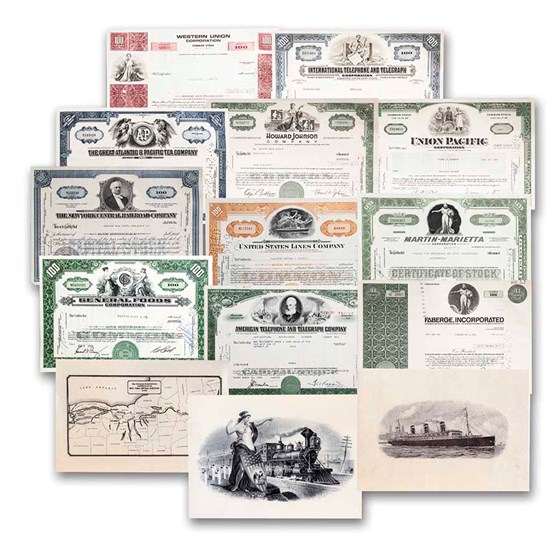 Great Corporations of the U.S. Collection - 11 Stocks + 3 Prints Great Corporations of the U.S. Collection - 11 Stocks + 3 Prints