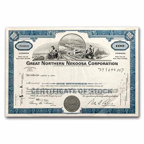 Great Northern Nekoosa Corporation Stock Certificate (Blue) Great Northern Nekoosa Corporation Stock Certificate (Blue)