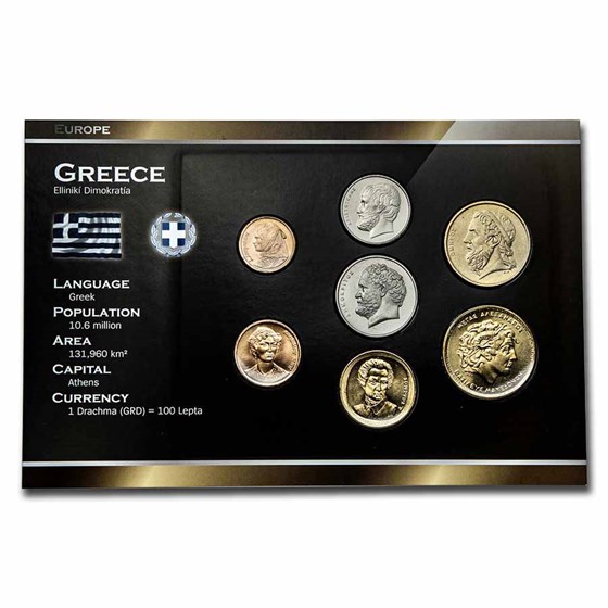 Greece Pre-Euro 7-Coin Set BU Greece Pre-Euro 7-Coin Set BU