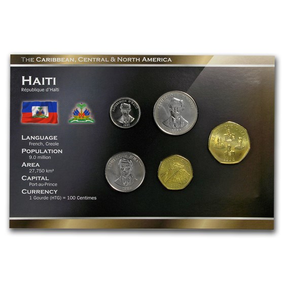 Haiti 5 Cents - 5 Gourdes 5-Coin Set BU Haiti 5 Cents - 5 Gourdes 5-Coin Set BU