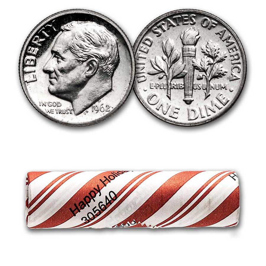 Happy Holidays - 90% Silver Coins - $5 Face Value Roll - Dimes