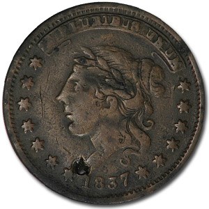 Hard Times Token Not One Cent VF Details Holed HT-48 Hard Times Token Not One Cent VF Details Holed HT-48