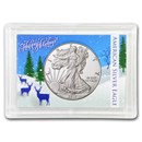 Harris Holder #1673 - Happy Holidays Deer in Snow (Silver Eagle)
