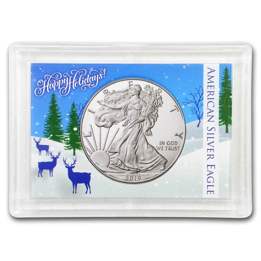 Harris Holder #1673 - Happy Holidays Deer in Snow (Silver Eagle)