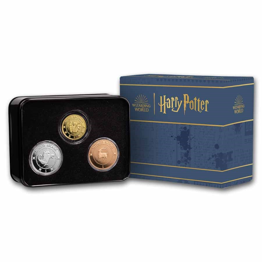 Harry Potter 1 oz Gold, Silver and Copper 3-Coin Proof Set