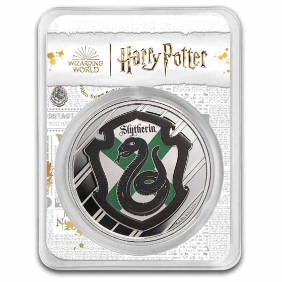 Harry Potter 1 oz Silver Houses; Slytherin Colorized with TEP