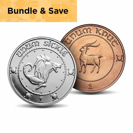 Harry Potter 1 oz Silver Sickle Round + FREE 1oz Copper Knut Harry Potter 1 oz Silver Sickle Round + FREE 1oz Copper Knut
