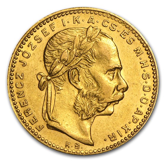 Hungary Gold 8 Forint/20 Franc Avg Circ (1870-1892) Hungary Gold 8 Forint/20 Franc Avg Circ (1870-1892)