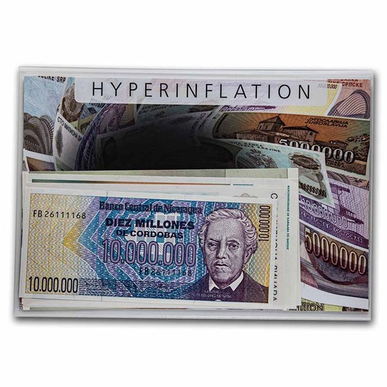 Hyperinflation Banknotes from Around the World 5-Banknote Set Unc Hyperinflation Banknotes from Around the World 5-Banknote Set Unc